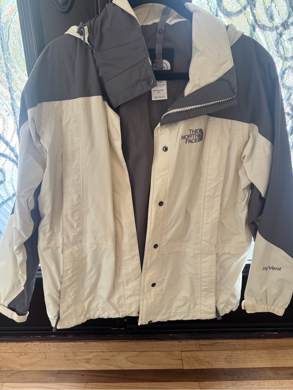 The North Face Womens Two-Tone Hooded Waterproof Jacket - White & Gray
